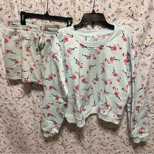 Better Together Christmas Flamingo Pajamas Sleeping Set of Sweater and Shorts